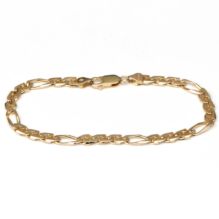 14KY Solid Figaro LInk Bracelet