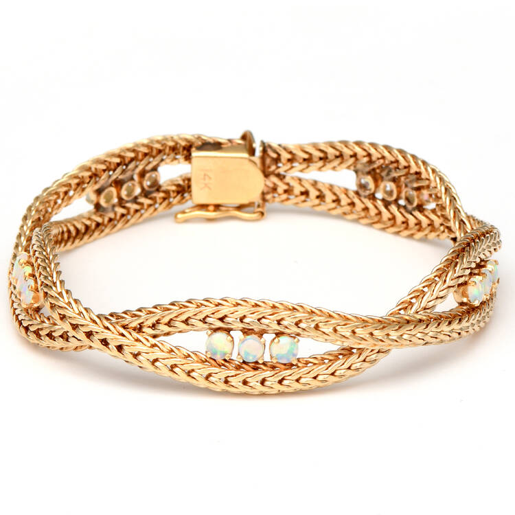 14KY Bold Crystal Opal(1.05) Woven Bracelet