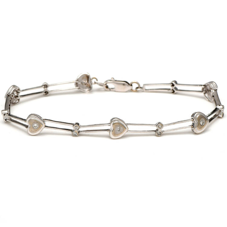 14KW Petite Diamond(0.36) Hearts Bracelet