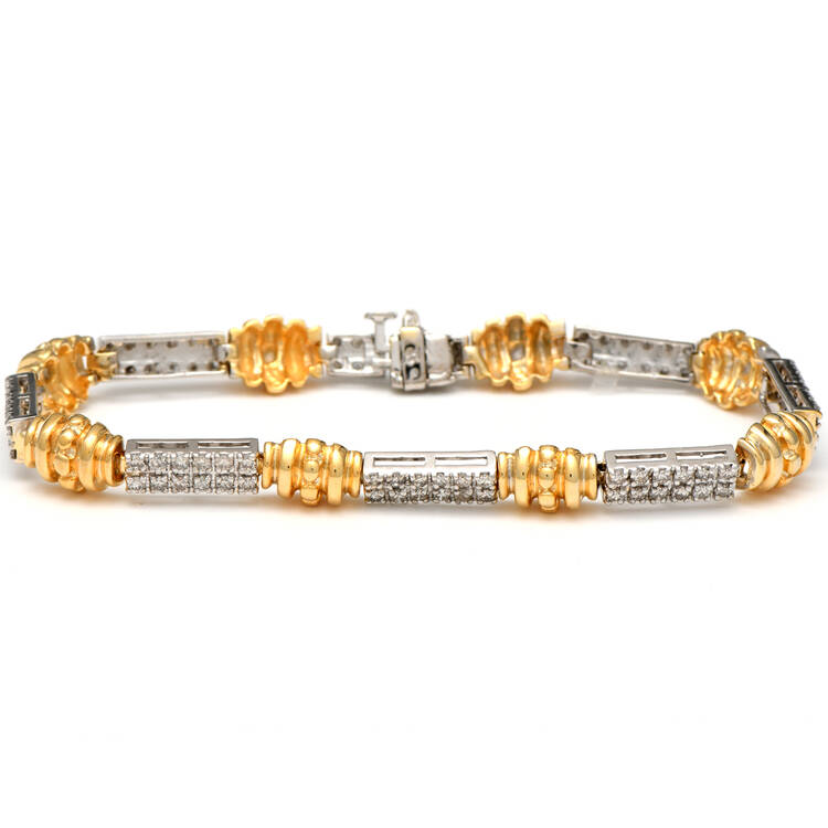 14KWY Diamond(1.45) Line & Column Bar Bracelet