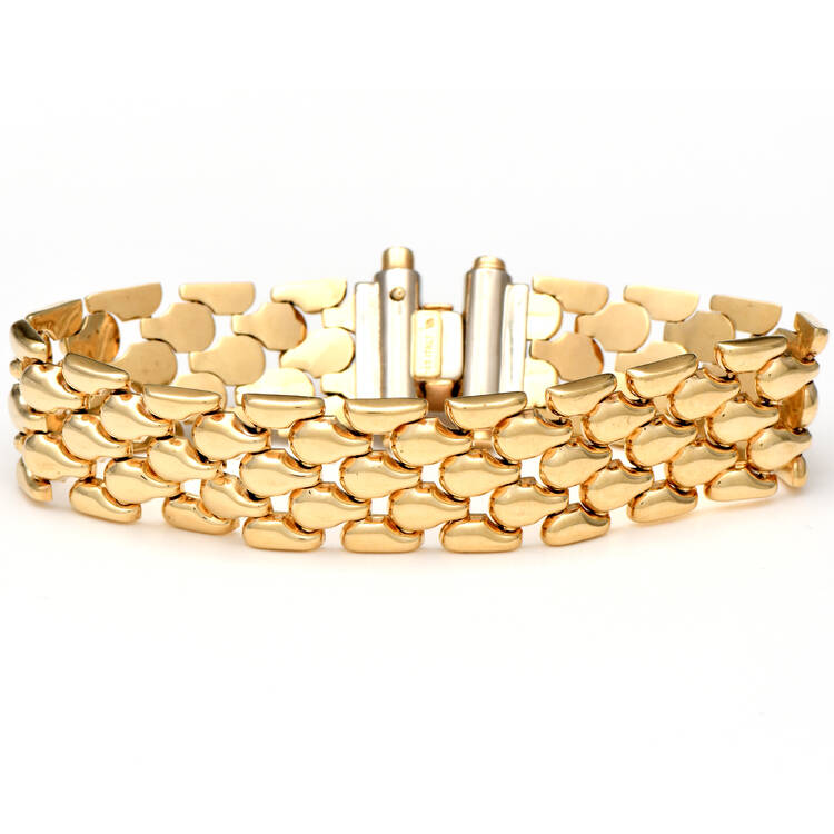 14KY Diamond(0.10) Accent Panther Link Bracelet