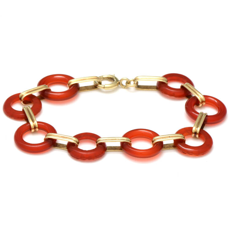 14KY Carnelian (16mm) Hololith Link Bracelet