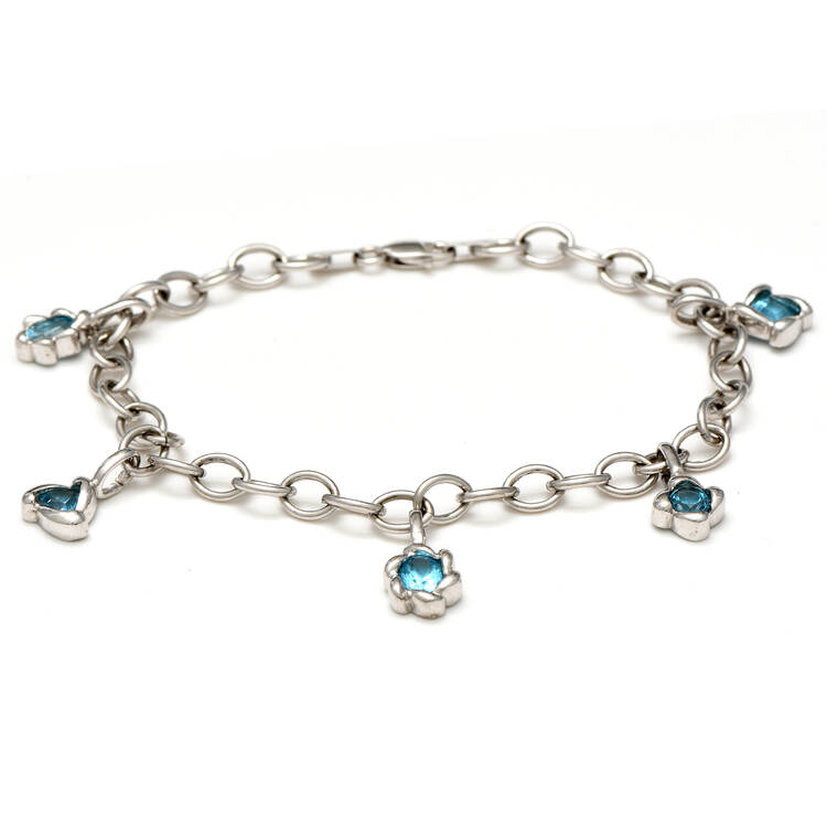 10KW Sky Blue Topaz(1.60) Charm Bracelet