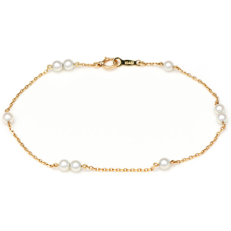 14KY Mikimoto Pearl (3.7-3.8 mm) Station Bracelet
