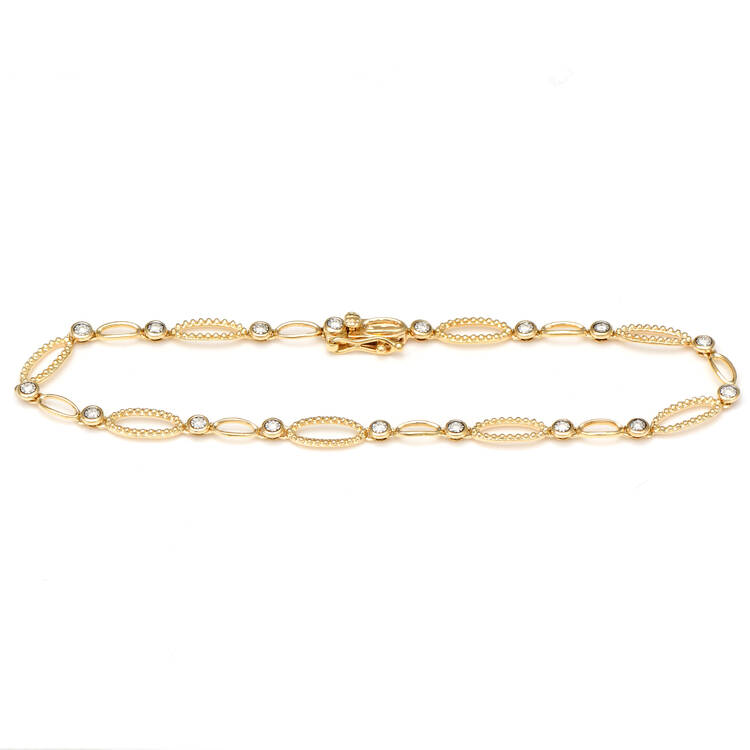 14KYW Diamond (0.16) Bezel Open Link Bracelet