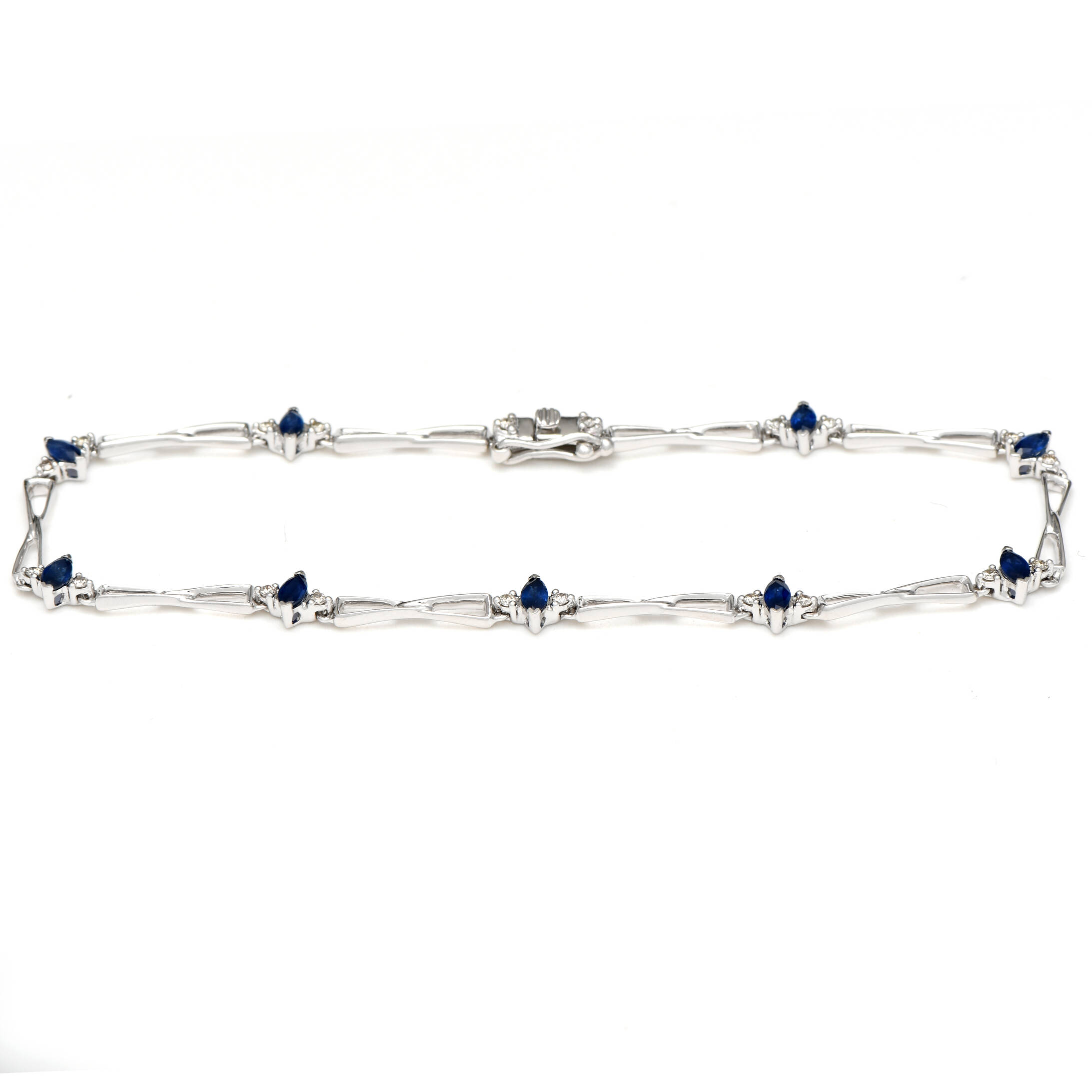 14KW Petite Sapphire(0.64) & Diamond(0.20) Accent Bracelet