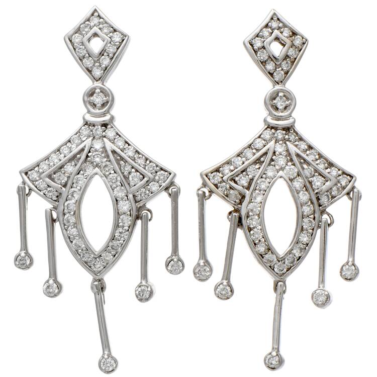 14KW Diamond(1.10) Chandelier Dangle Earrings