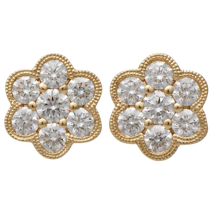 14KY Diamond(0.76) Flower Stud Earrings