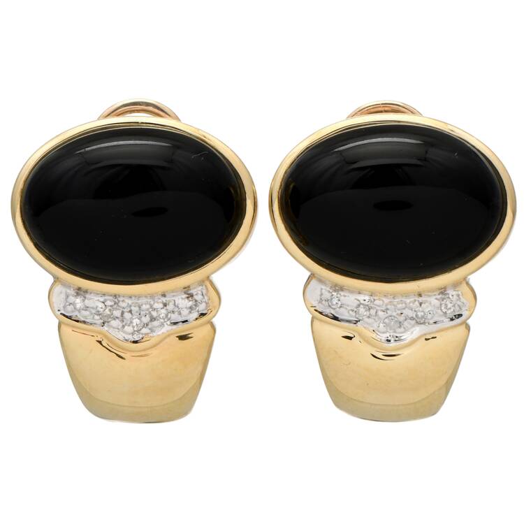 14KY Onyx(9.38) & Diamond Accent(0.02) Earrings