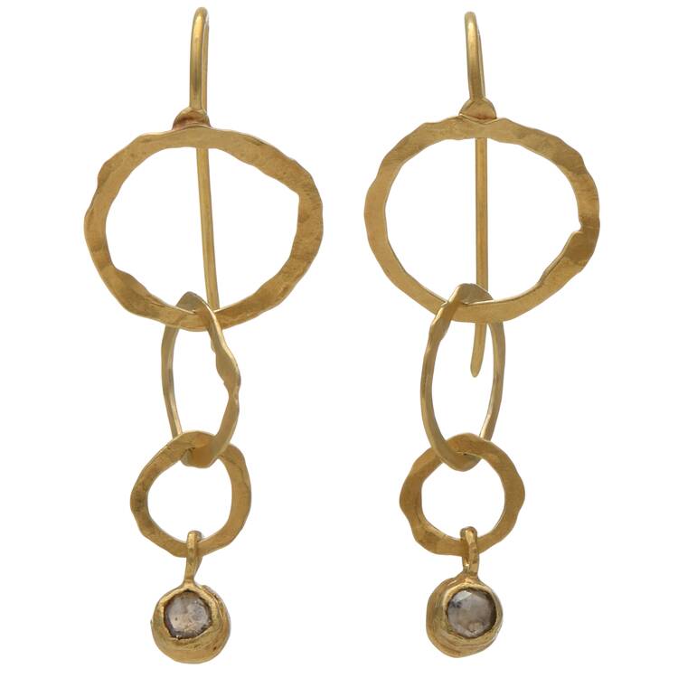 18KY Hammered Diamond(0.20) Dangle Earrings