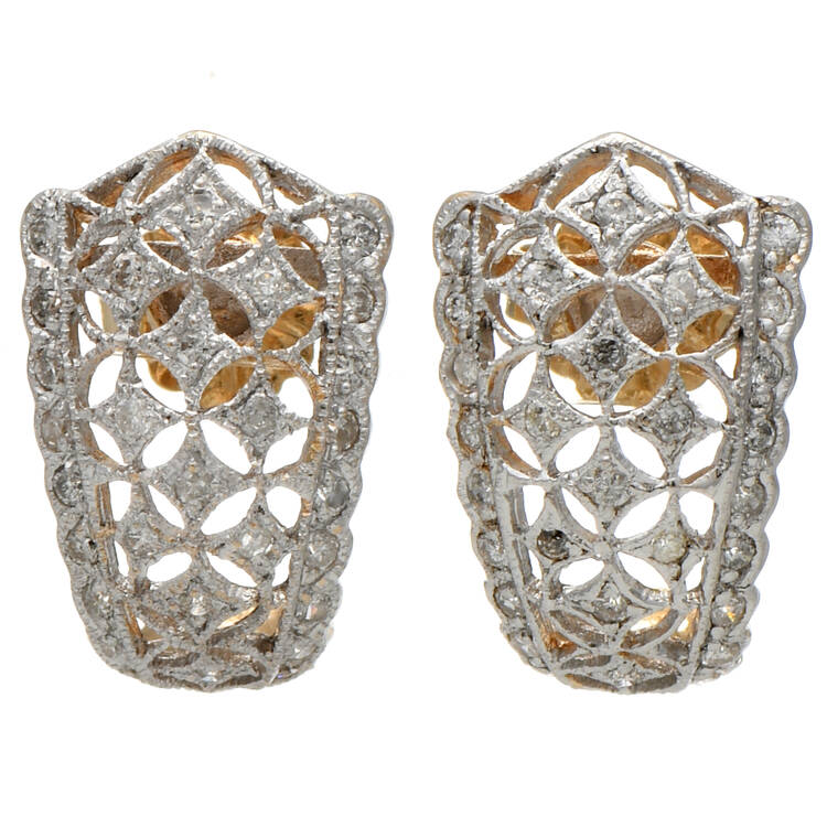 14KWY Diamond (0.24) Half-Hoop Filigree Earrings