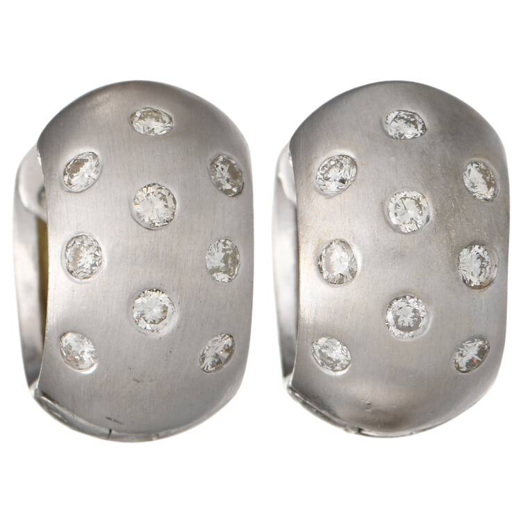 14KW Diamond(0.36) Huggie Hoop Hinged Earrings