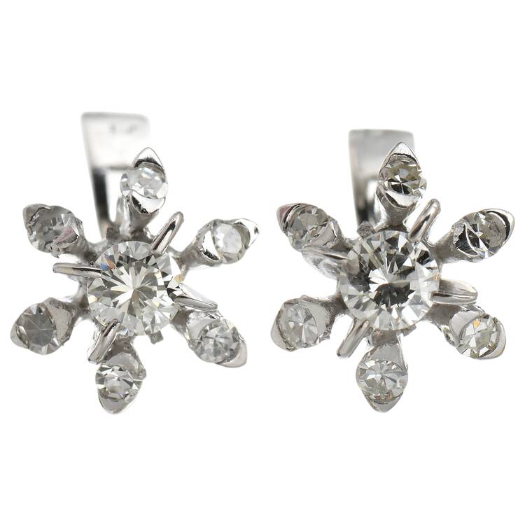 14KW Vintage Diamond (0.40) Cluster Earrings
