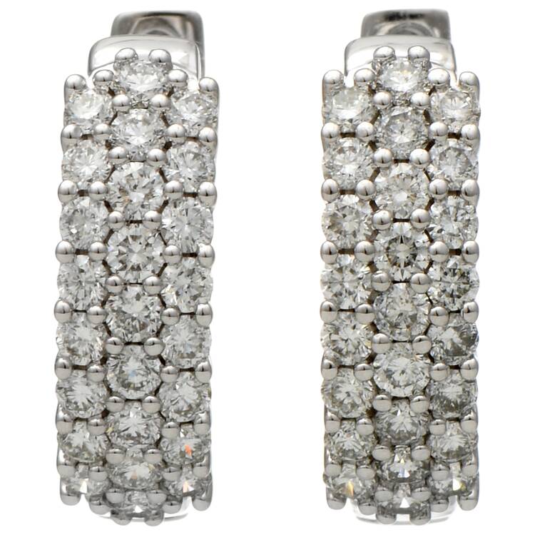 14KW Pave Diamond(1.12) Hoop Earrings