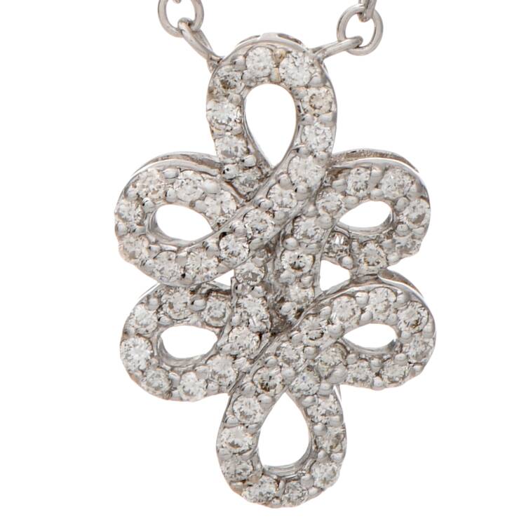 18KW Pave Diamond(0.56) Swirl Station Necklace
