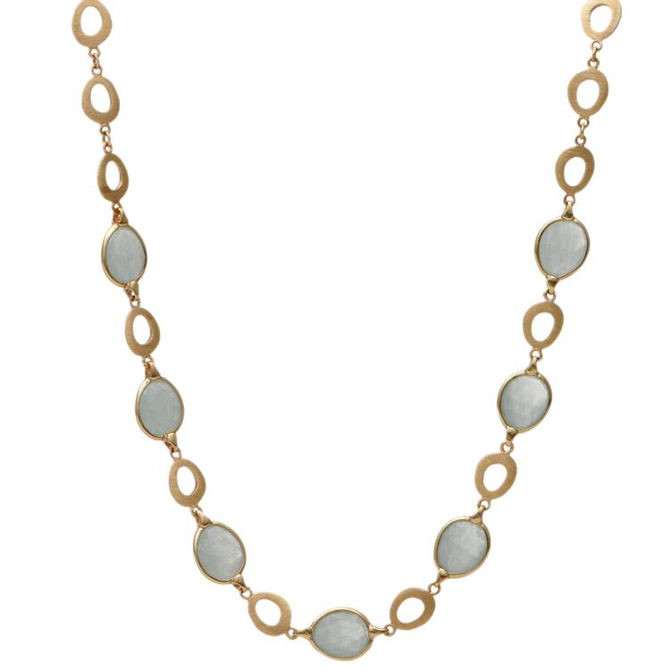 14KY Textured Chalcedony(19.25) Circle Necklace