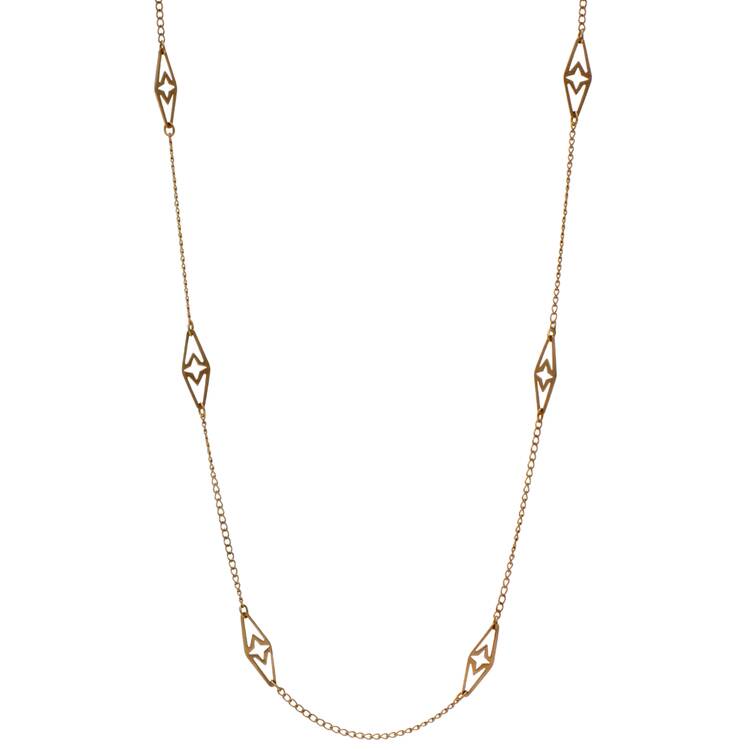 14KY Vintage Filigree Station Cable Chain Necklace