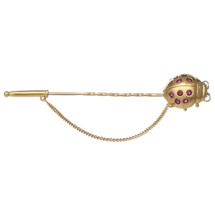 18KY English Ruby(0.30) Ladybug Pin
