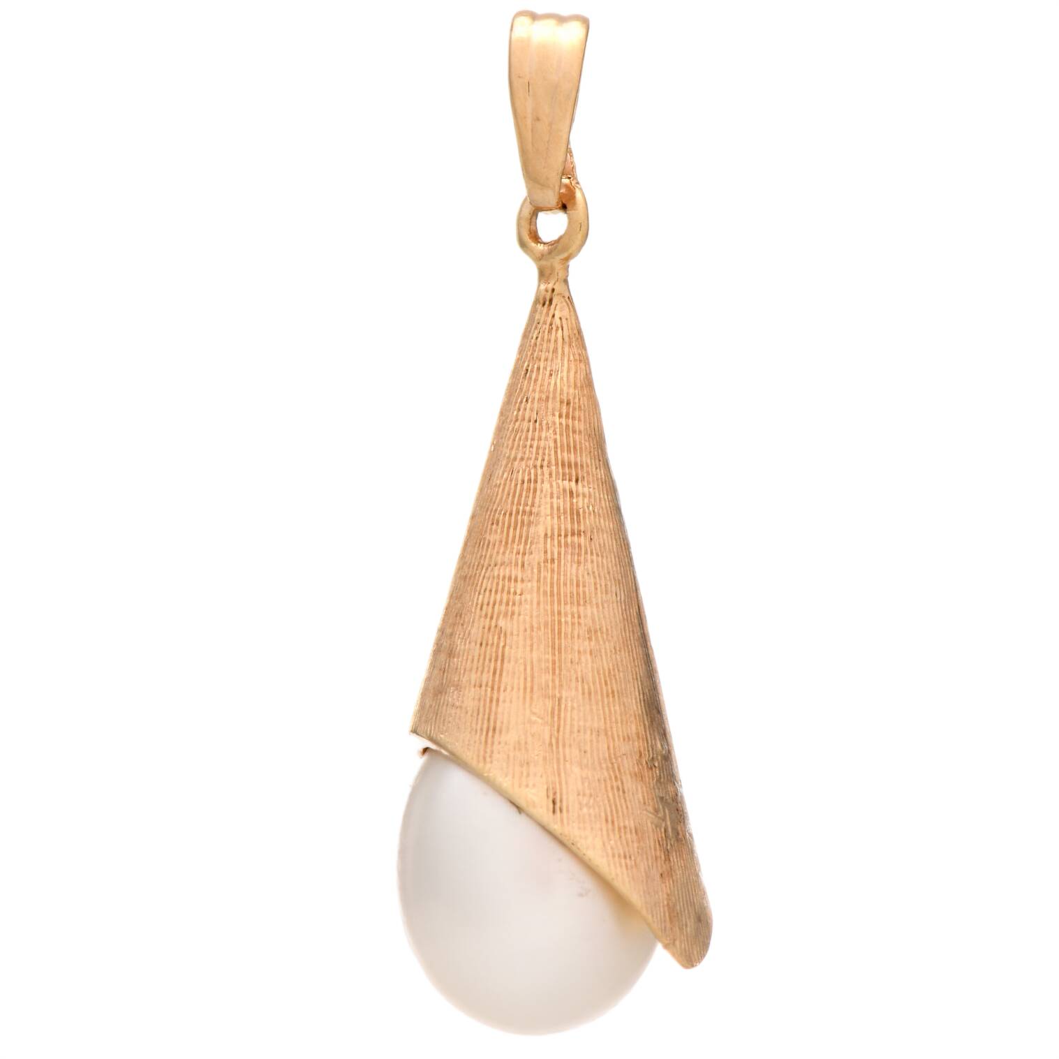 14KY Textured Pearl(9.35 mm) Capped Drop Pendant