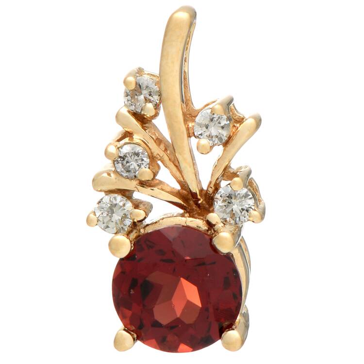 14KY Garnet(1.0) & Diamond(0.10) Spray Pendant