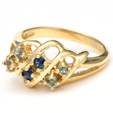 14KY Dark & Light Blue Sapphire(0.54) Ring