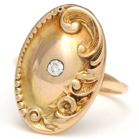 14KY Art Nouveau Diamond Accented Floral Ring