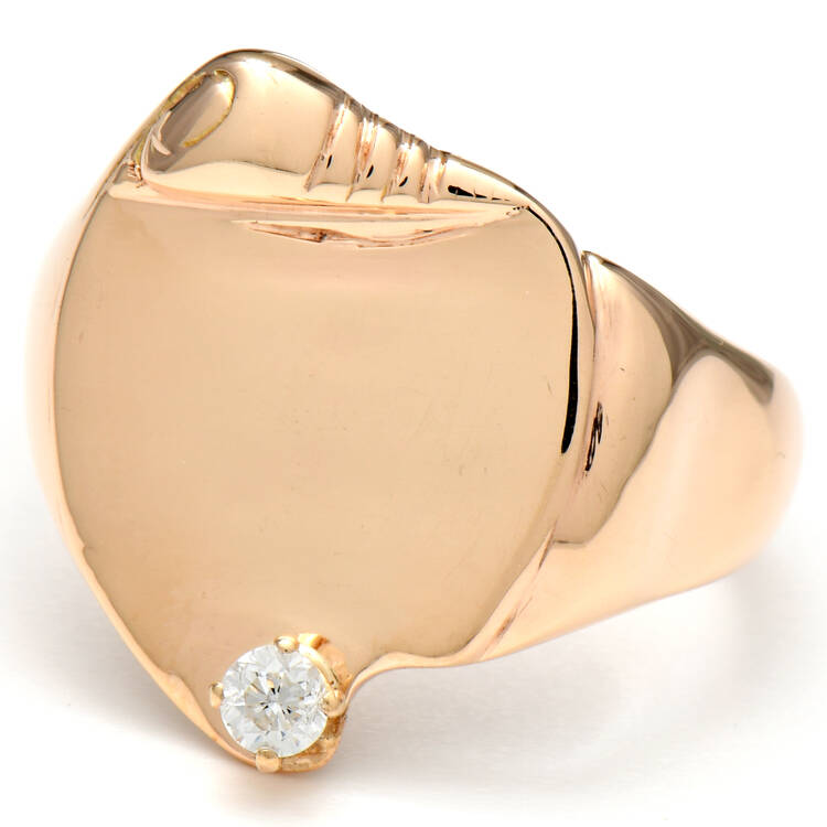 9KR Diamond(0.10) Signet Shield Ring