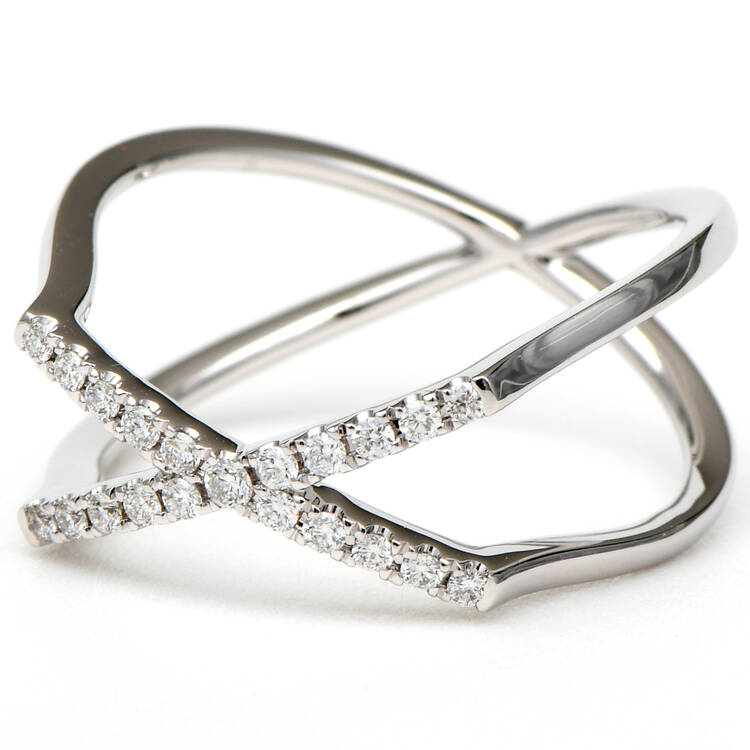 14KW Diamond(0.17) ''X" Band Ring