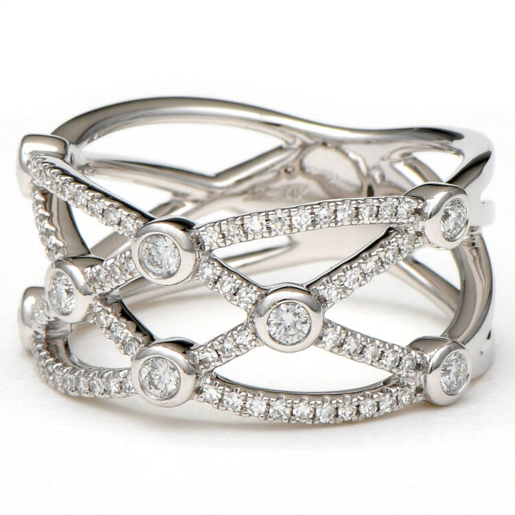 14KW Pave Diamond(0.34) Lattice Band Ring