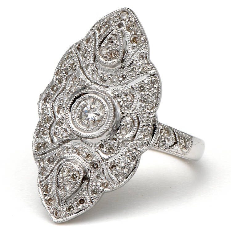 14KW Pave Diamond(0.60) Shield Ring