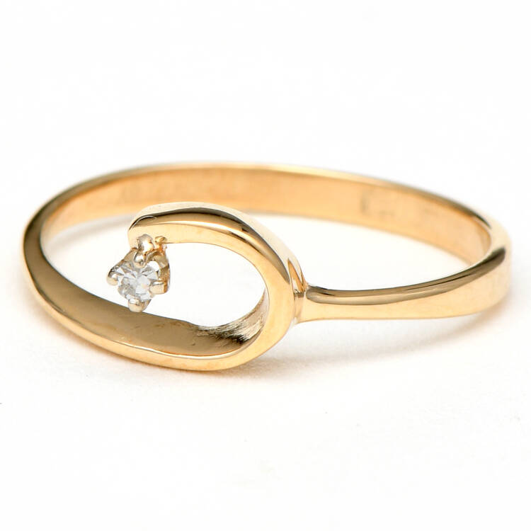 14KY Petite Diamond Open Swirl Ring