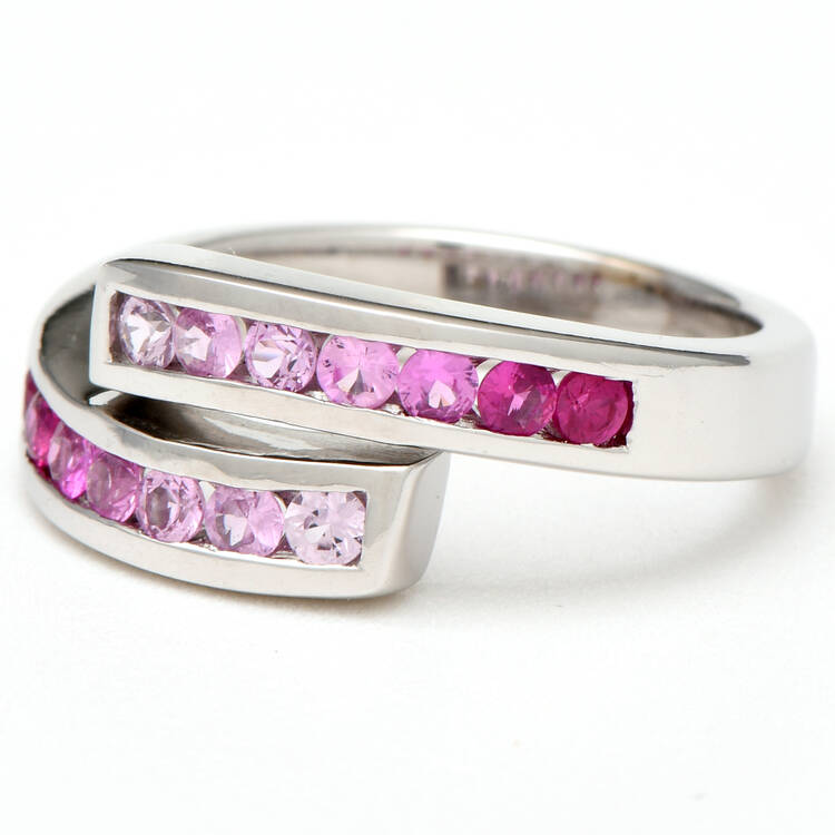 14KW Ombre Pink Sapphire(0.84) Bypass Ring