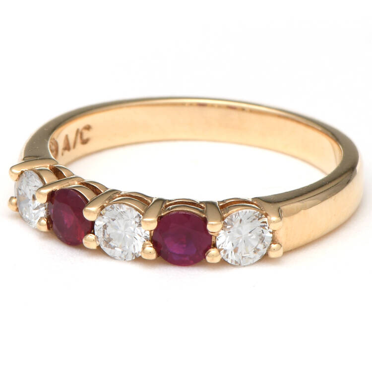 14KY Diamond(0.56) & Ruby(0.36) Band Ring