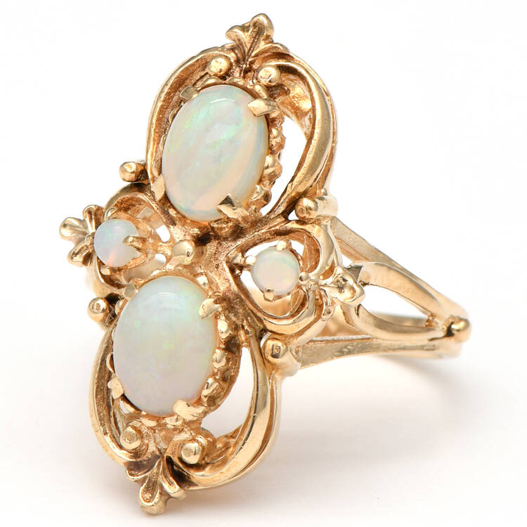 14KY Vintage Crystal Opal(1.57) Cluster Ring
