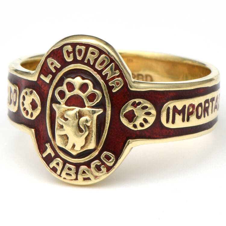 14KY Vintage Peter Brams Designs Enameled Cigar Band Ring