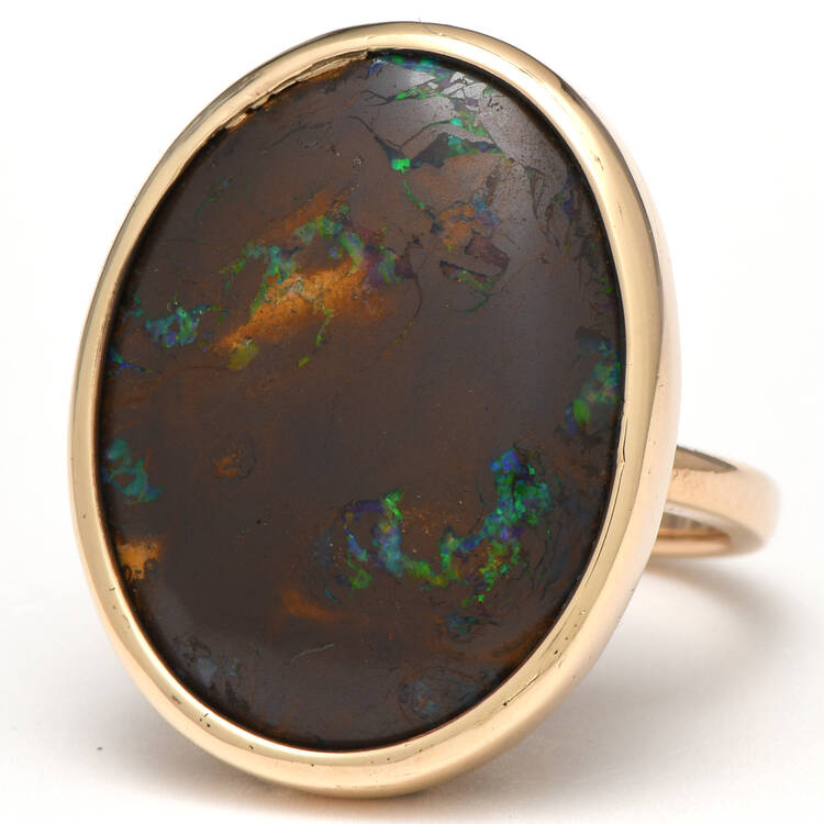 9KY Bold Boulder Opal(14.25) with Matrix Ring
