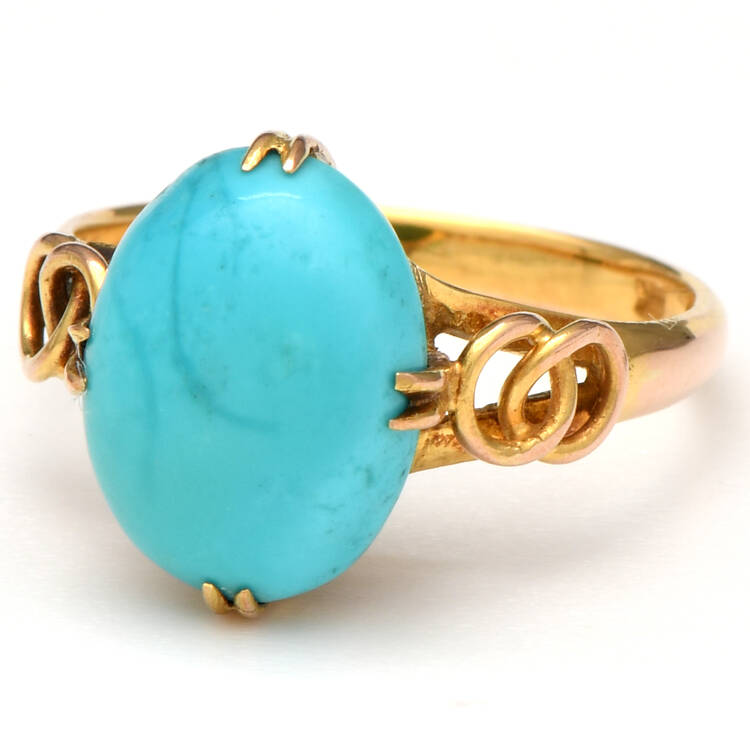 14KY Vintage Turquoise(3.0) Double Infinity Ring
