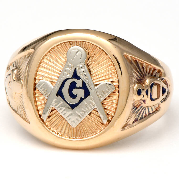 14KYW Vintage Master Mason Blue Lodge Masonic Ring
