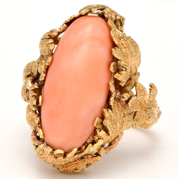 18KY Handcrafted Coral(6.60)  Ring