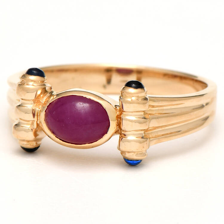 14KY Synthetic Ruby(1.07) & Synthetic Sapphire(0.16) Ring