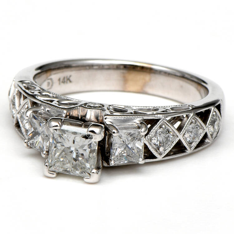 14KW Diamond(1.49) Princess Cut Bridal Ring