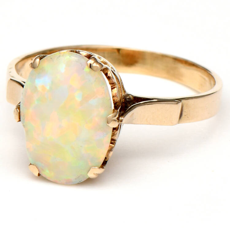 14KY Colorful Crown White Opal(1.40) Ring