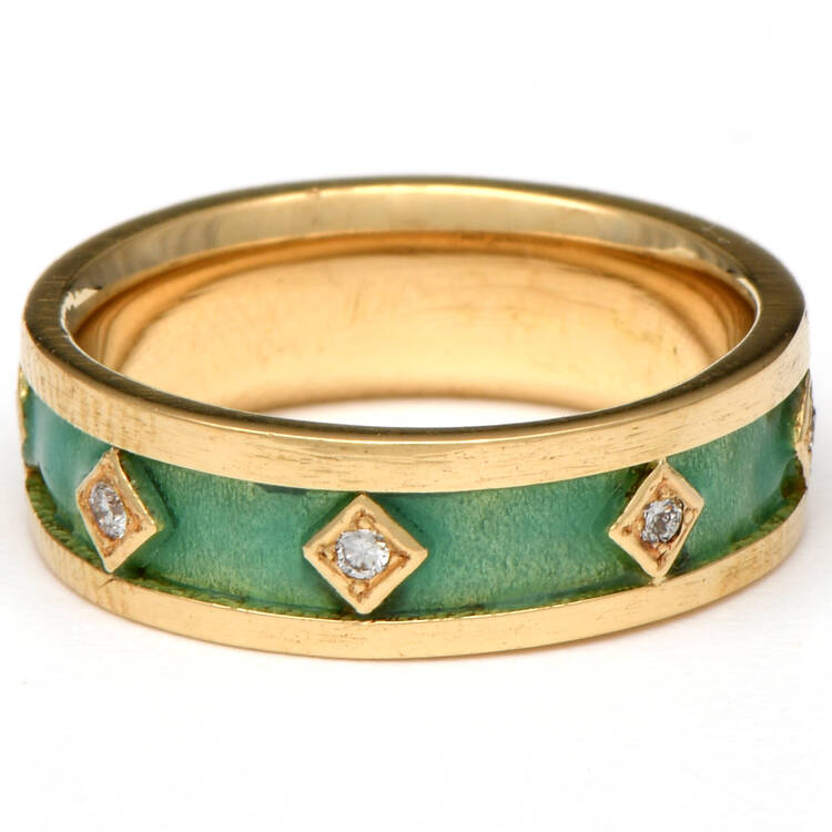 18KY Diamond(0.12) & Enamel Eternity Band Ring