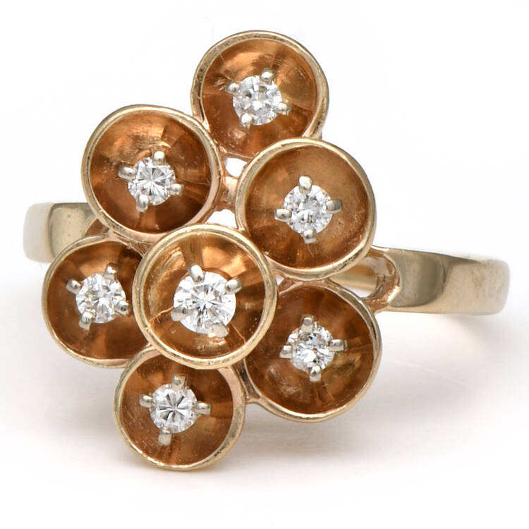 14KY Modern Diamond (0.32) Cluster Ring