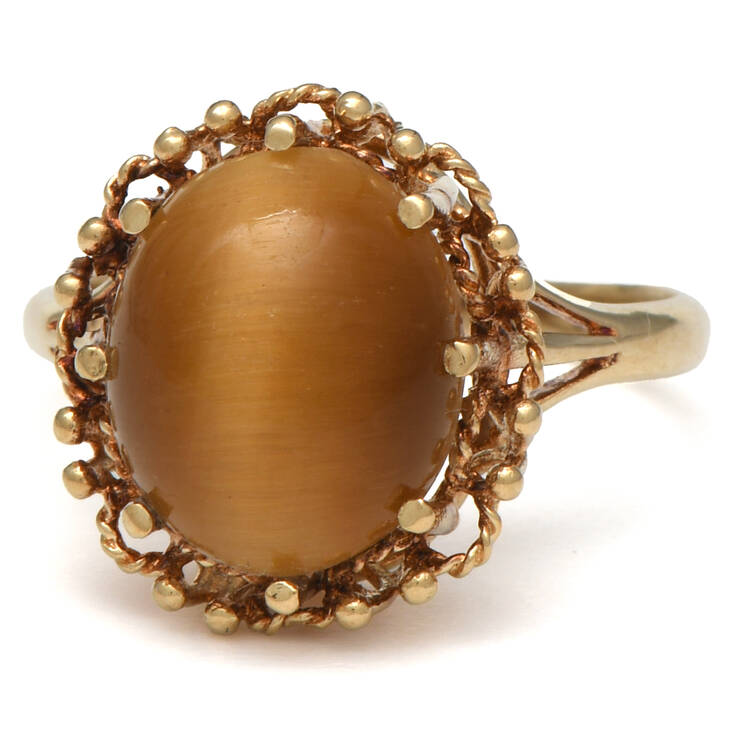 14KY Vintage Tiger's Eye (4.0) Cabochon Ring