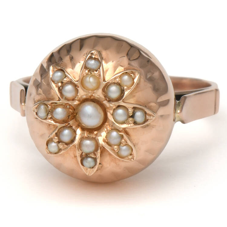17KR Vintage Seed Pearl Starburst Dome Ring