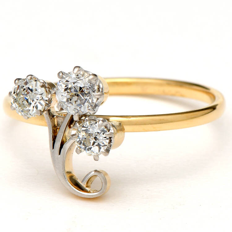 18KY Art Nouveau Diamond(0.46) Floral Ring