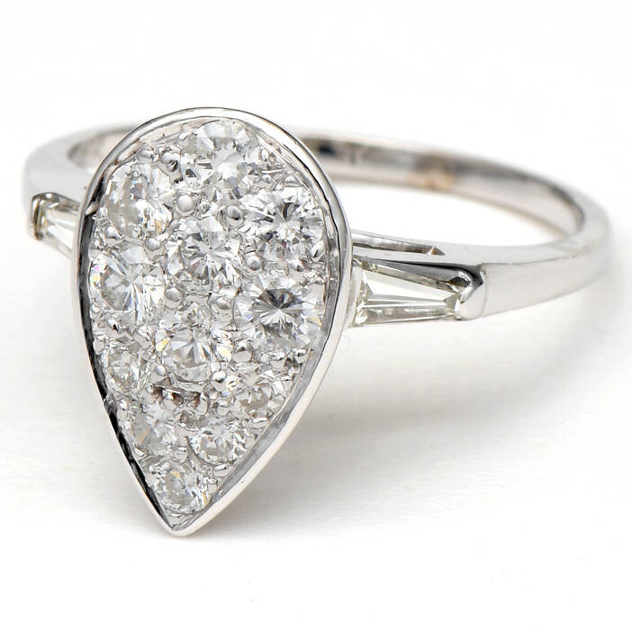 14KW Diamond (0.60) Pear Shaped Cluster Ring