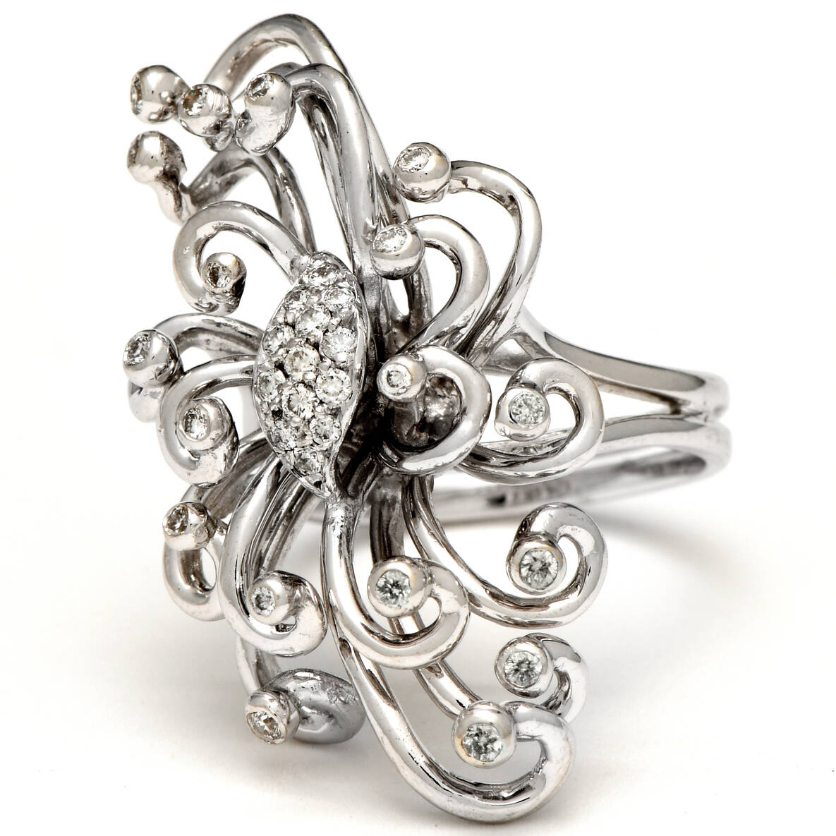 14KW Diamond(0.53) Leaf & Vine Custom Cocktail Ring