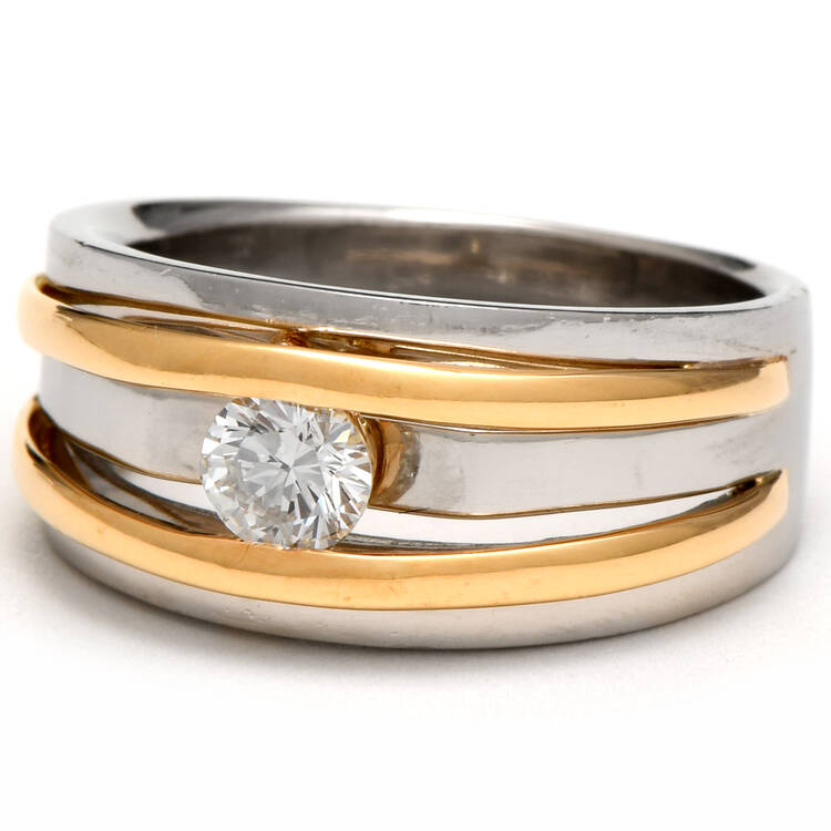 Platinum 18KY Two-Tone Diamond(0.35) Band Ring